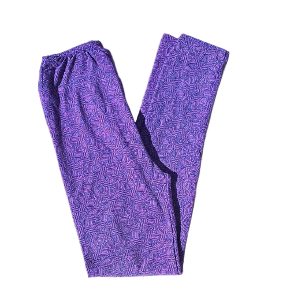 LulaRoe Kids Purple Printed Leggings - L/XL